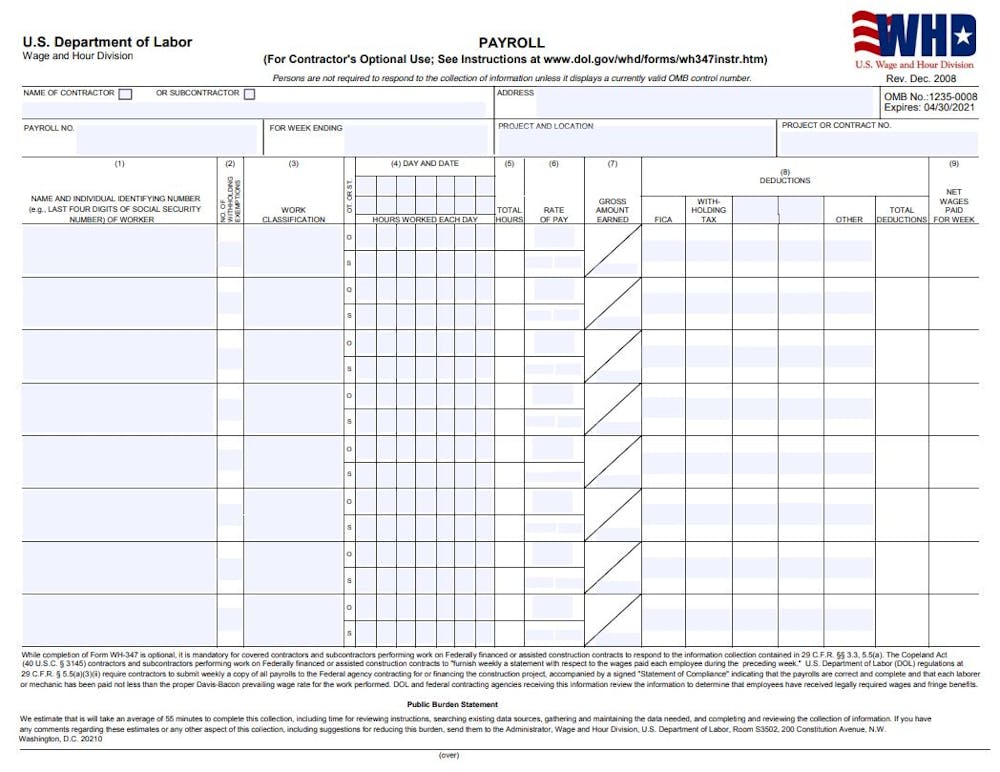 Certified Payroll WH-347