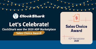 ClockShark Wins 2020 ADP Marketplace Sales Choice Award ClockShark Wins 2020 ADP Marketplace Sales Choice Award