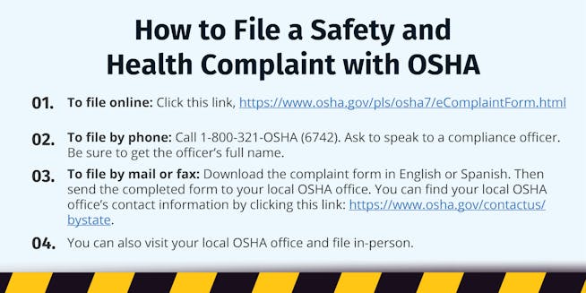 How to File a Safety and Health Complaint with OSHA How to File a Safety and Health Complaint with OSHA