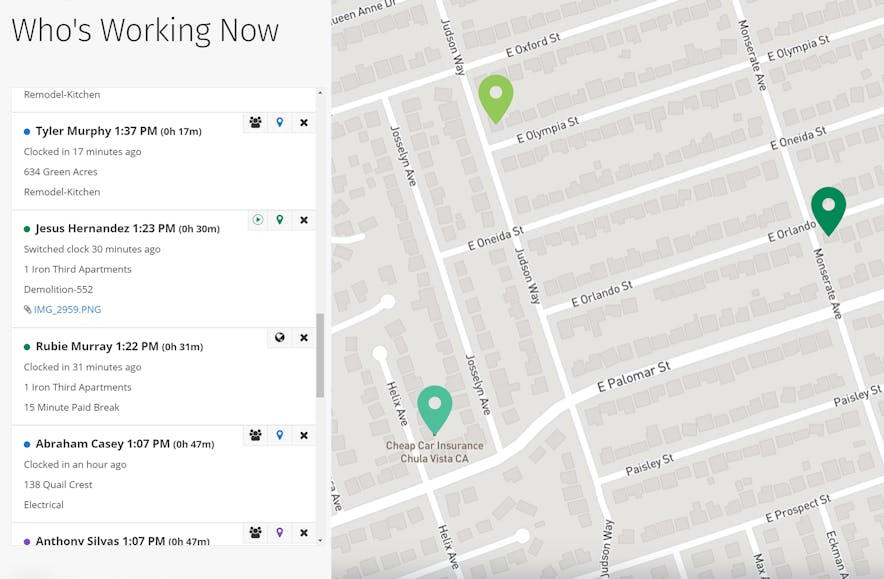 Who's Working Now? - Dispatch the nearest employees to job sites