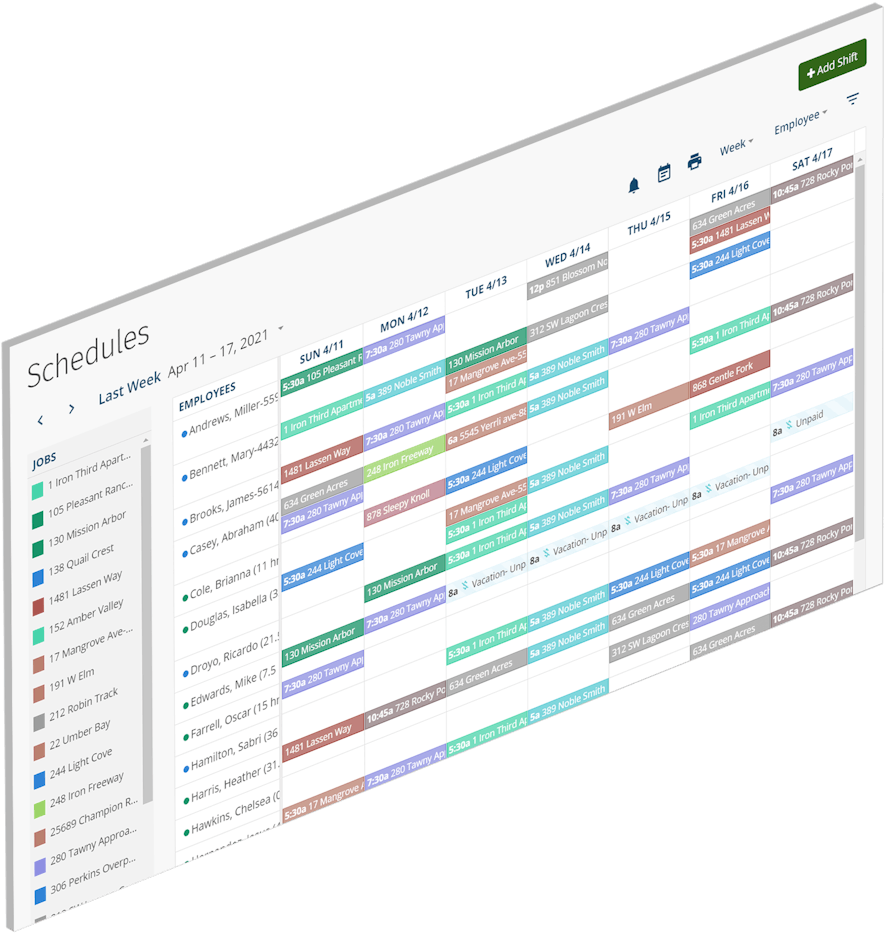 ClockShark JobFlow - View a complete list of all jobs and customers