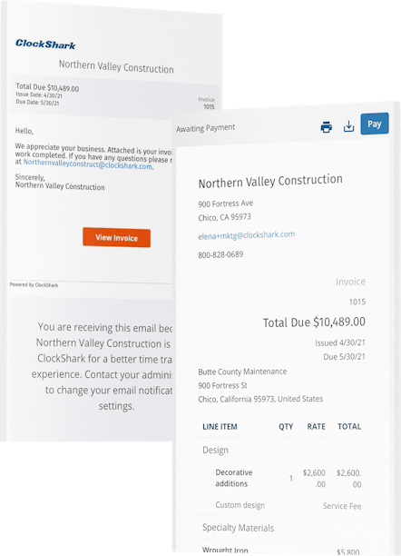 ClockShark Invoices - The quickest way for you to get paid. Period. ClockShark Invoices - The quickest way for you to get paid. Period.