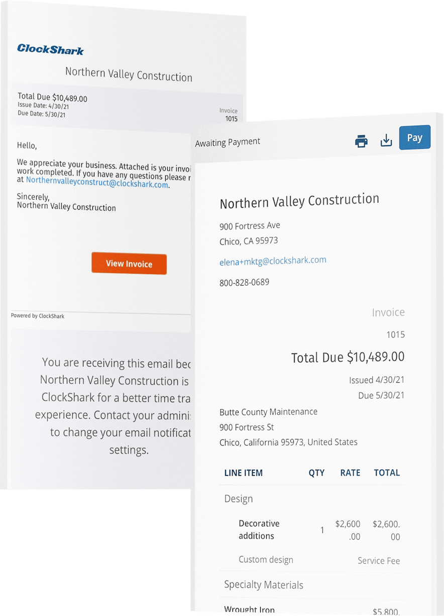 ClockShark Invoices - The quickest way for you to get paid. Period.