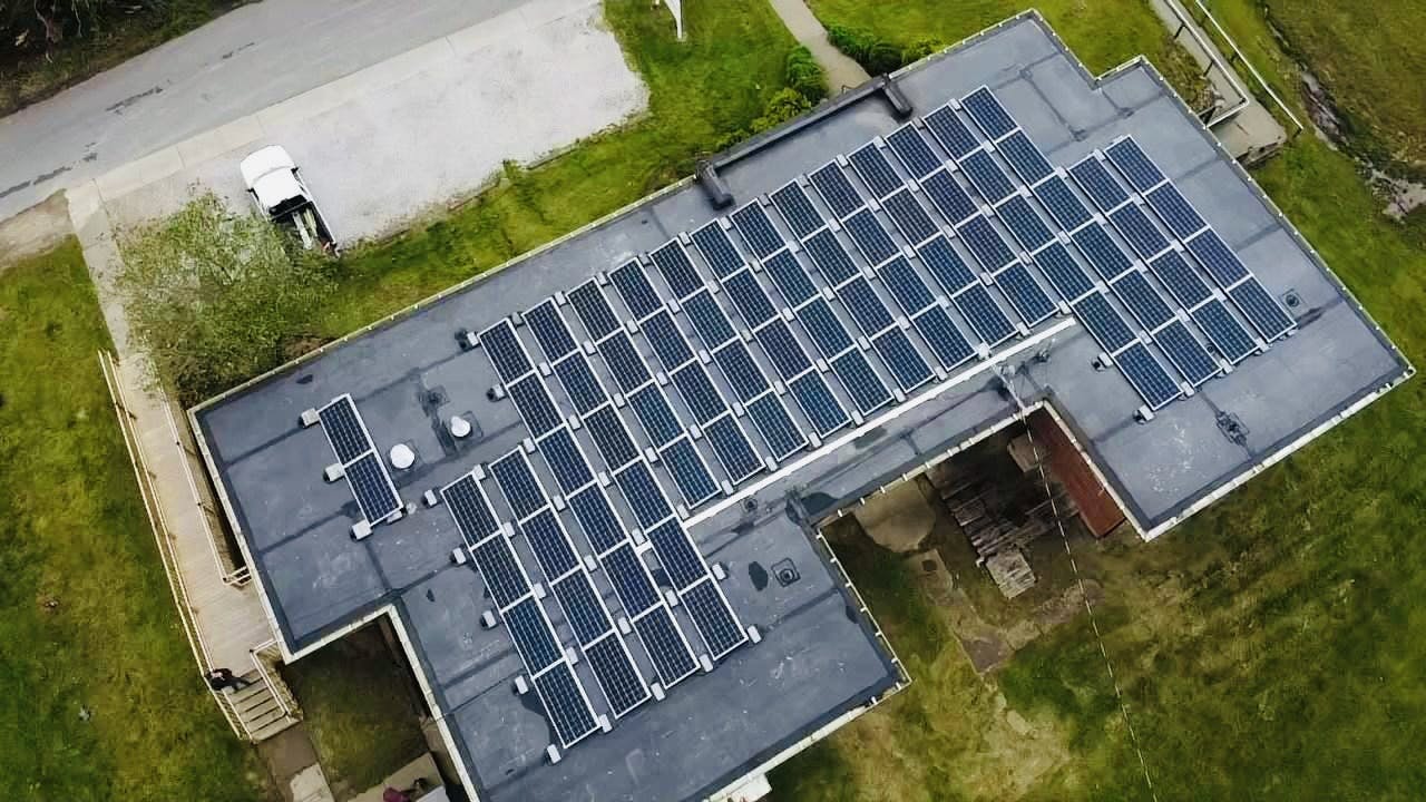 Appalachian Renewable Power Systems commercial installation with aerial view of panels