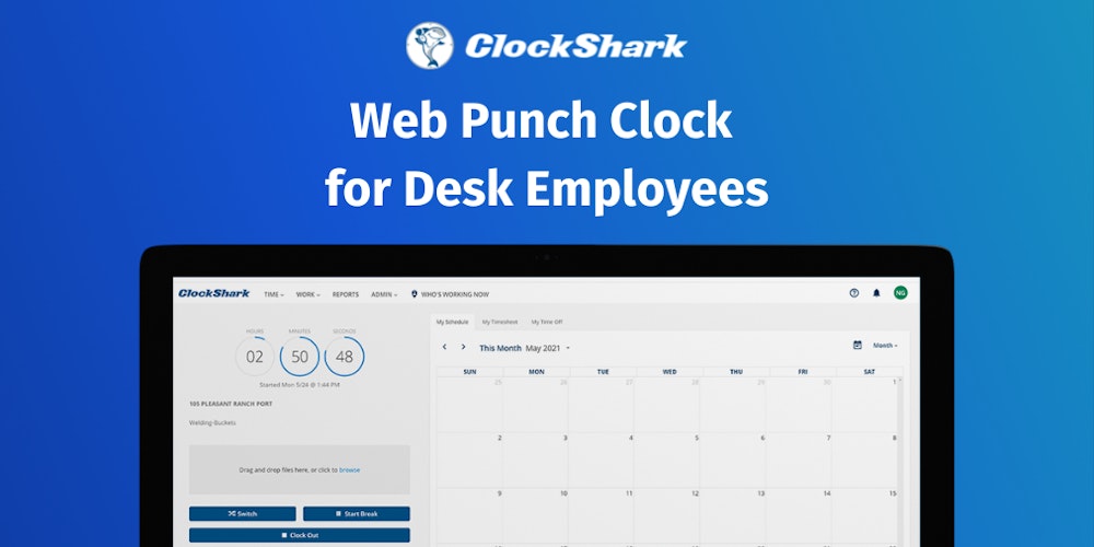 Web Punch Clock for Desk Employees ClockShark