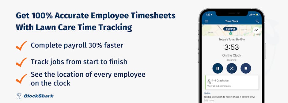 Time tracking for lawn care