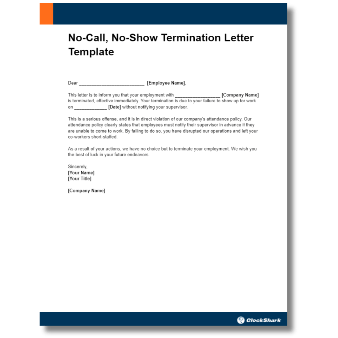No-Call, No-Show Termination Letter Template