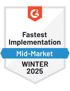 G2 Fastest Implementation Mid-Market Winter 2025