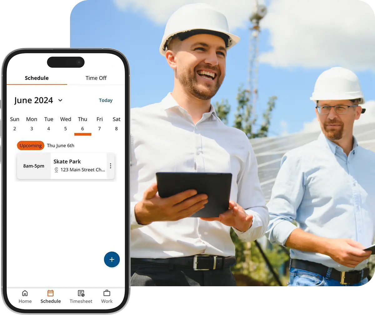Supervisors review job schedule on-site using ClockShark’s job management app.