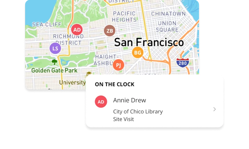 GPS Time Tracking map