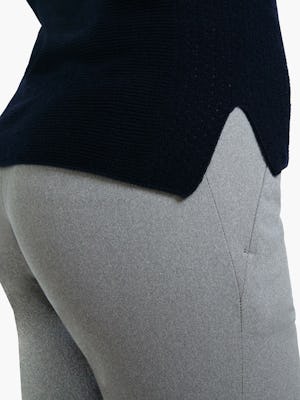 Women's Grey Heather Kinetic Slim Pant on Model in Close-up of Pant Rear