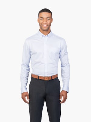 Men’s Blue Stripe Gemini Kit shirt model facing forward 