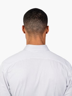 Men’s Grey Stripe Gemini Knit shirt headshot from behind