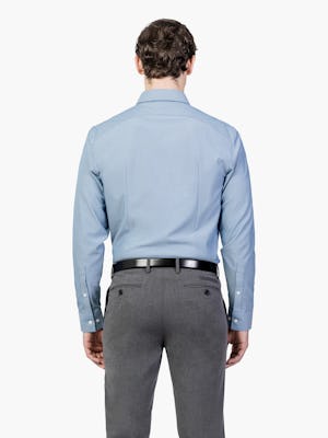 Men’s Sky Blue Oxford Brushed Apollo Dress Shirt model facing backward