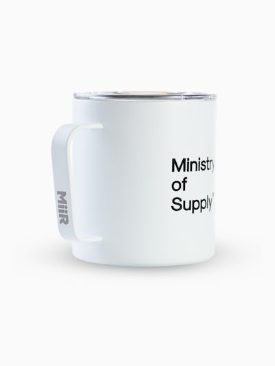 White MiiR x Ministry of Supply Camp Cup — Front Right View
