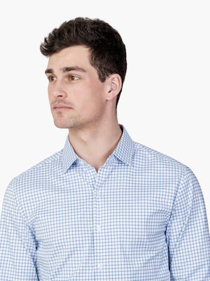 Men's Aero Dress Shirt - Blue Grid close shot facing forward