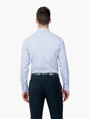 Men's Aero Dress Shirt - Blue Grid model facing away from camera