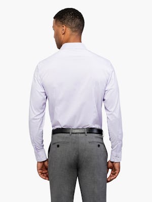 Men's Lavender Grid Aero Dress Shirt on Model Facing Backward