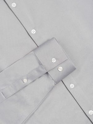 Men's Grey Oxford Brushed Recycled Apollo Dress Shirt in Close-Up of Buttoned Cuffs