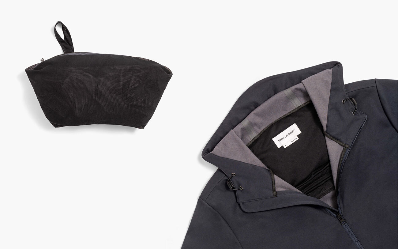 Men's Doppler Packable Jacket Packed and Front View Side by Side