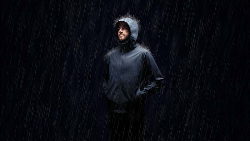 Man wearing Doppler Packable Jacket in the Rain