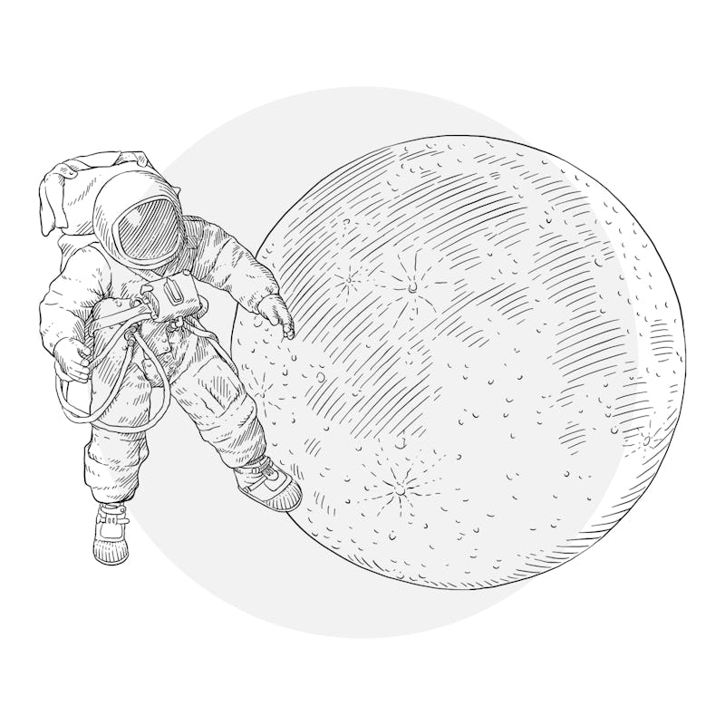 Spacesuit and moon