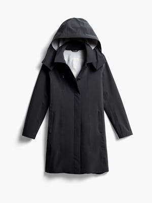 women's black doppler mac raincoat front