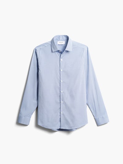 men's blue on blue grid aero dress shirt front