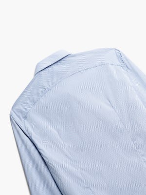 close up of men's blue on blue grid aero dress shirt shot of back