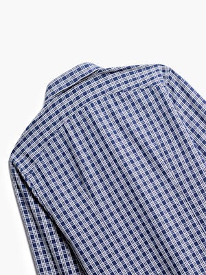 close up of men's midnight multi plaid aero zero dress shirt shot of back