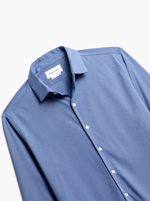 close up of men's ocean oxford brushed apollo dress shirt shot of front