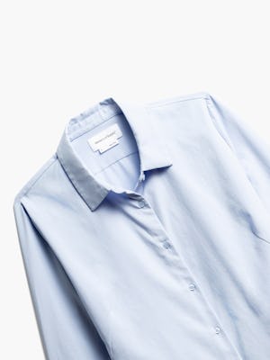 Close up of Womens Light Blue Aero Zero Dress Shirt - Front