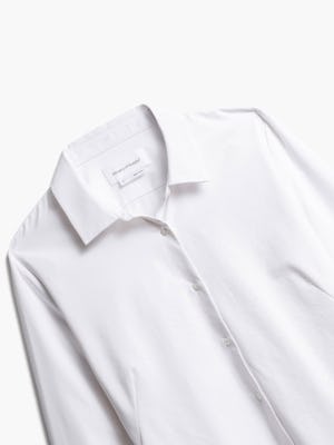 Close up of Womens White Juno Tailored Dress Shirt Recycled- Front