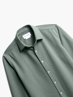 Front of Men's Apollo Dress Shirt in Olive heather close up
