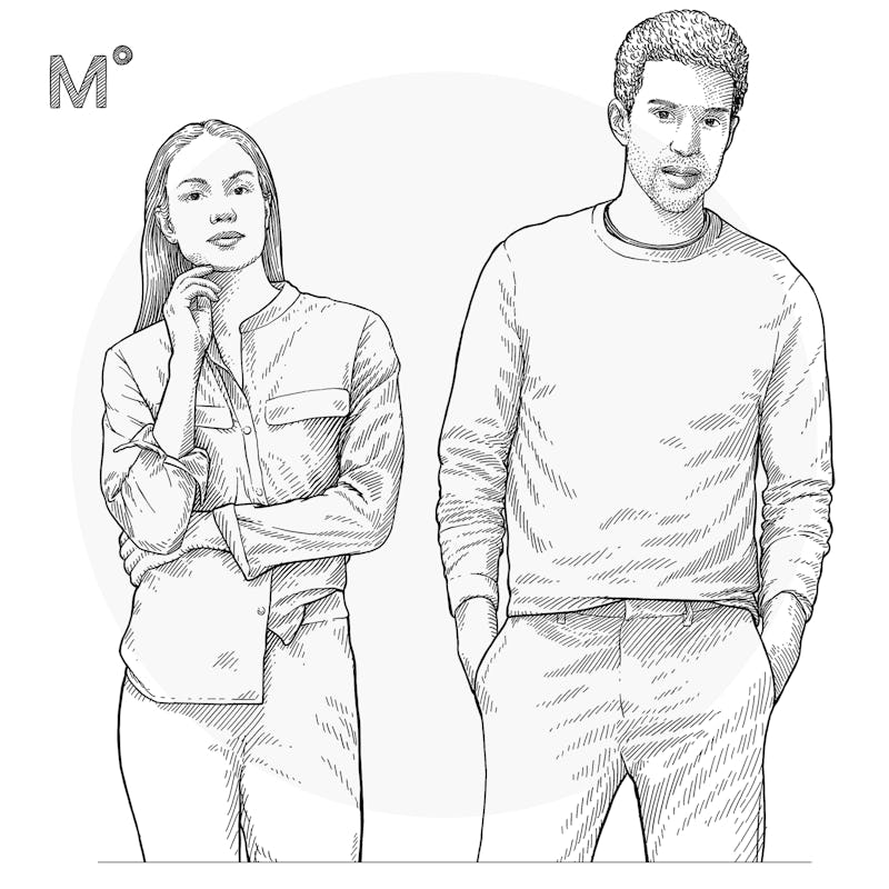 Illustration of Man and Woman Close Up