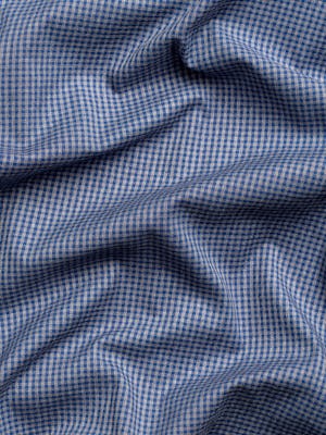 Men's indigo heather gingham aero button down wavy fabric