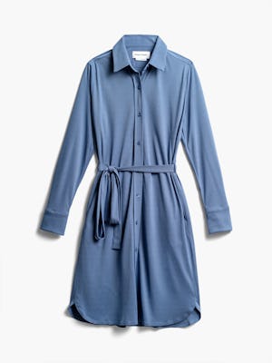 Womens Ocean Blue Apollo Shirt Dress - Front View