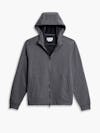 men's granite heather full zip hoodie flat shot of front hood up
