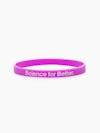 purple science for better vaccine awareness bracelet showing the science for better side