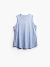 women's chambray blue composite merino active tank flat shot of front