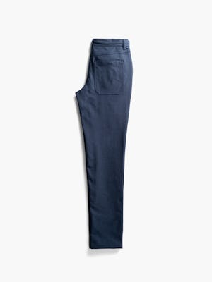 Men's Steel Blue Heather Kinetic Twill 5-Pocket Pant flat shot of back folded