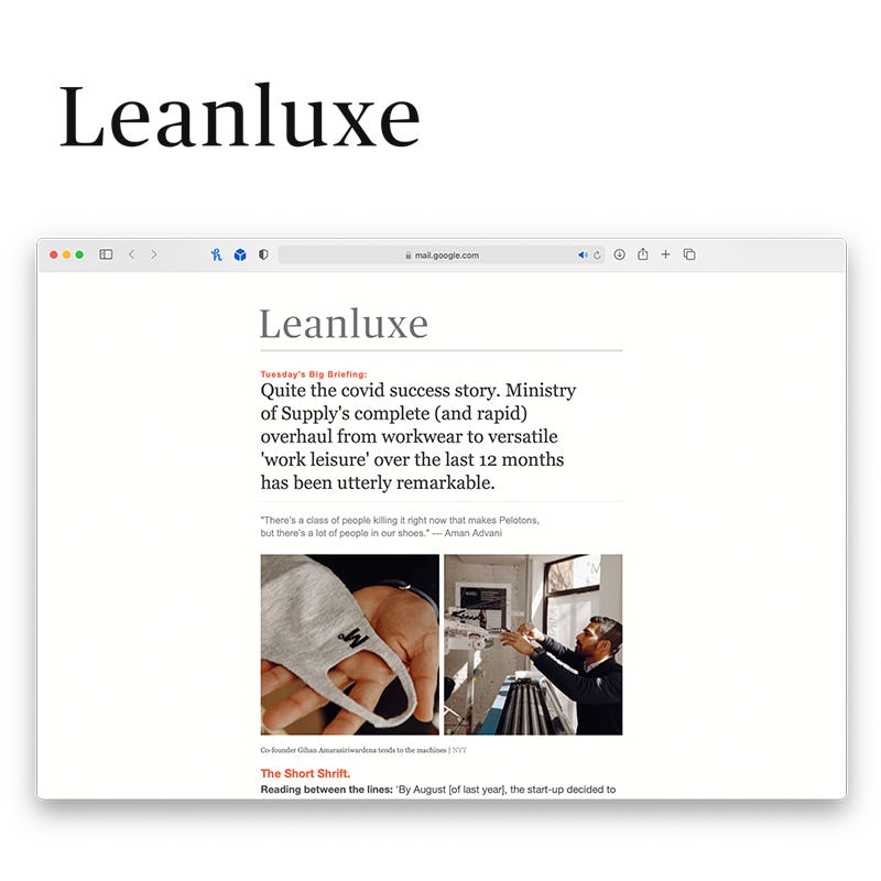 Screenshot of Leanluxe email