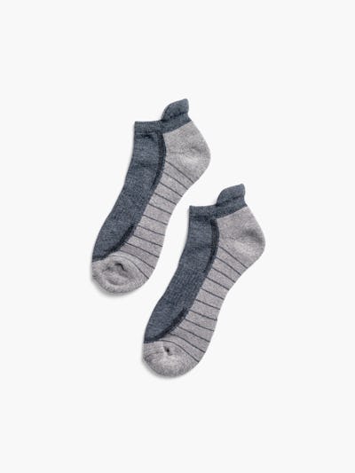 charcoal/light grey atlas ankle socks flat shot of pair