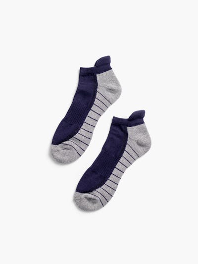 navy/light grey atlas ankle socks flat shot of pair