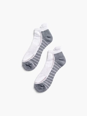 white/charcoal atlas ankle socks flat shot of pair