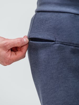 men's navy fusion terry shorts model unzipping rear pocket