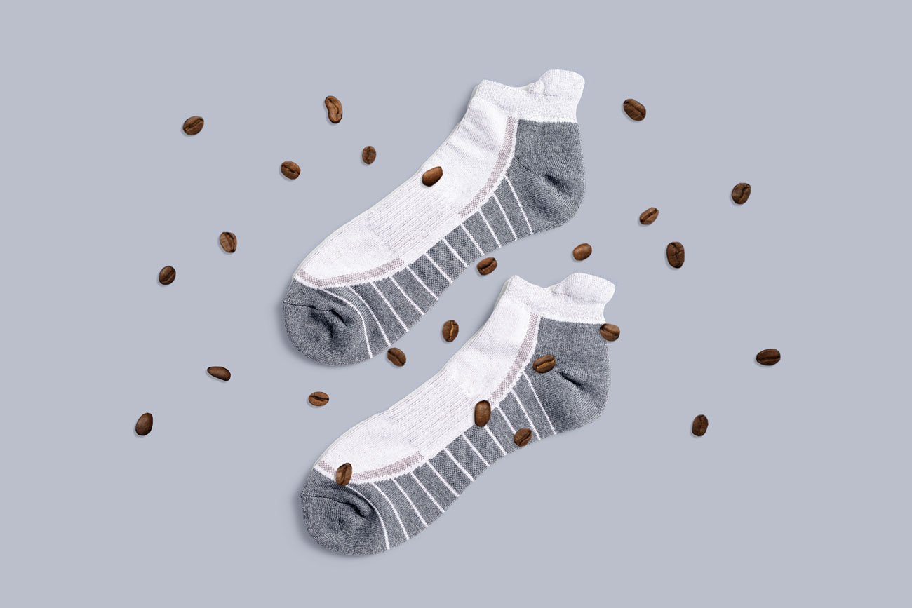 atlas ankle socks covered in coffee beans