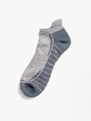 light grey/charcoal atlas ankle socks flat shot of sock