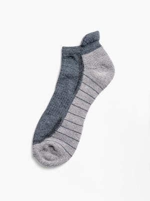 charcoal/light grey atlas ankle socks flat shot of sock