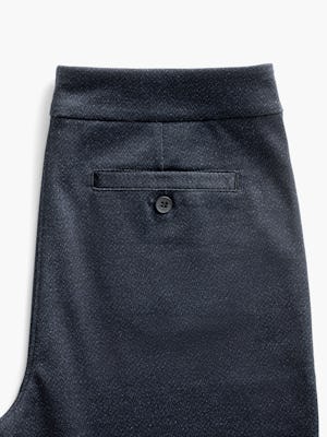 women's navy herringbone fusion straight leg pant close up of buttoned rear welt pocket